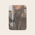 LEOPARD DRESS | fashion | glamour | glitter | sparkle | bling | woman | party | elegant | collage  Bath Mat Gallery Image 1