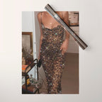 LEOPARD DRESS | fashion | glamour | glitter | sparkle | bling | woman | party | elegant | collage  Wrapping Paper Gallery Image 1