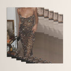 LEOPARD DRESS | fashion | glamour | glitter | sparkle | bling | woman | party | elegant | collage  Wrapping Paper Gallery Image 3