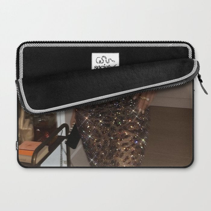 LEOPARD DRESS | fashion | glamour | glitter | sparkle | bling | woman | party | elegant | collage  Laptop Sleeve Gallery Image 2