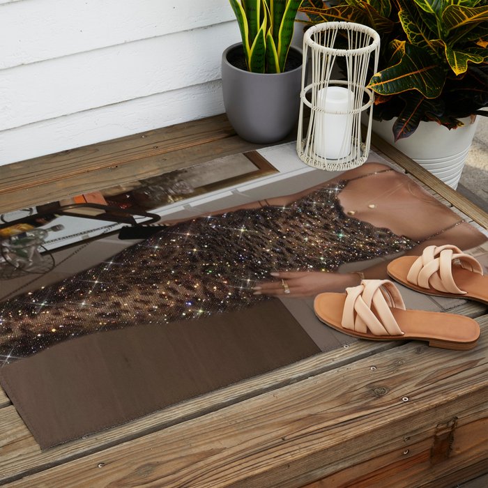 LEOPARD DRESS | fashion | glamour | glitter | sparkle | bling | woman | party | elegant | collage  Outdoor Rug Gallery Image 2