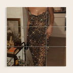 LEOPARD DRESS | fashion | glamour | glitter | sparkle | bling | woman | party | elegant | collage  Wood Wall Art Gallery Image 1
