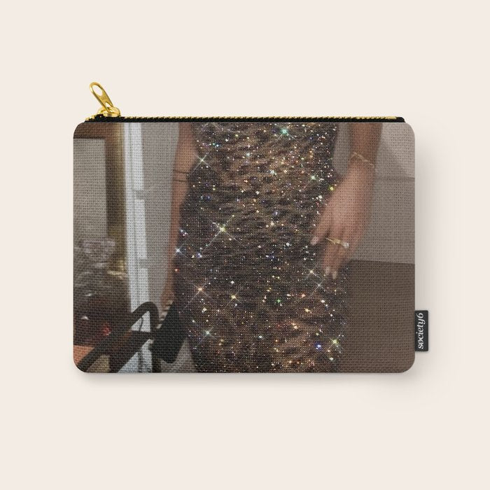 LEOPARD DRESS | fashion | glamour | glitter | sparkle | bling | woman | party | elegant | collage  Carry All Pouch Gallery Image 1