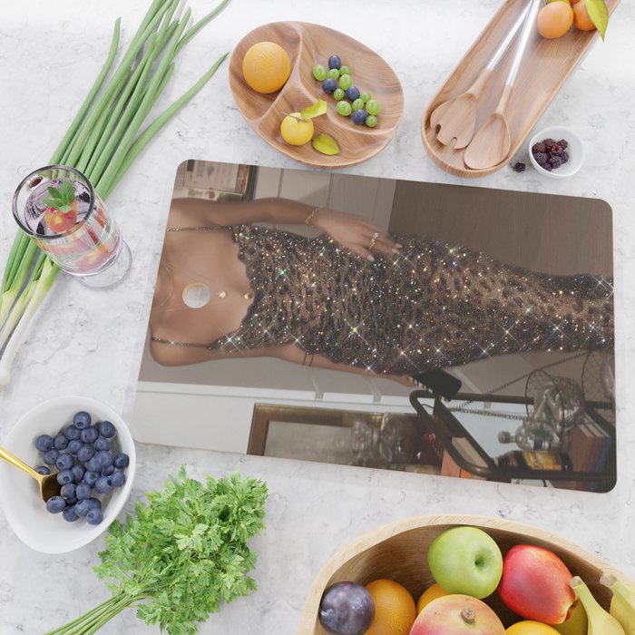 LEOPARD DRESS | fashion | glamour | glitter | sparkle | bling | woman | party | elegant | collage  Cutting Board Gallery Image 2