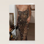 LEOPARD DRESS | fashion | glamour | glitter | sparkle | bling | woman | party | elegant | collage  Stationery Card Gallery Image 2