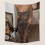 LEOPARD DRESS | fashion | glamour | glitter | sparkle | bling | woman | party | elegant | collage  Wall Tapestry Gallery Image 4