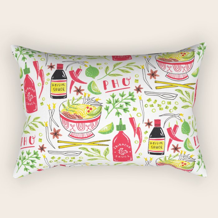 Vietnamese Pho Soup Sriracha Rectangular Pillow Gallery Image 1