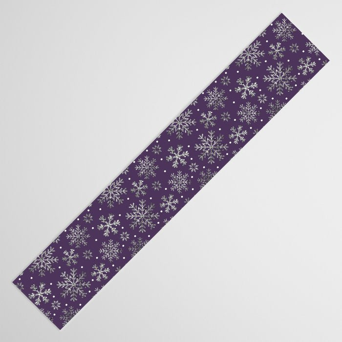 Vintage Christmas Silver snowflakes plum purple Table Runner Gallery Image 3