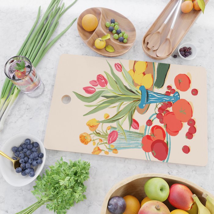 Fresh Tomatoes and Flowers Cutting Board Gallery Image 2