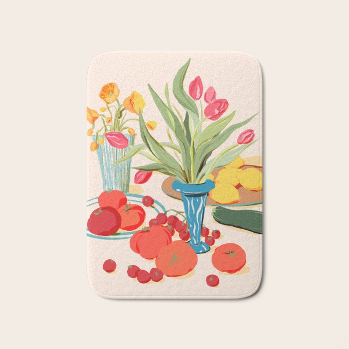 Fresh Tomatoes and Flowers Bath Mat Gallery Image 1