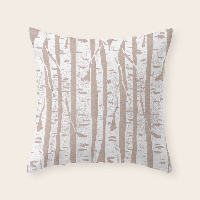 Woodcut Birches Throw Pillow Gallery Image 6