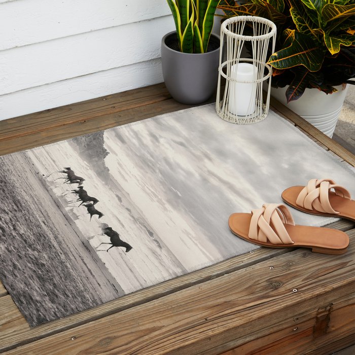 Horses on the Beach Outdoor Rug Gallery Image 2