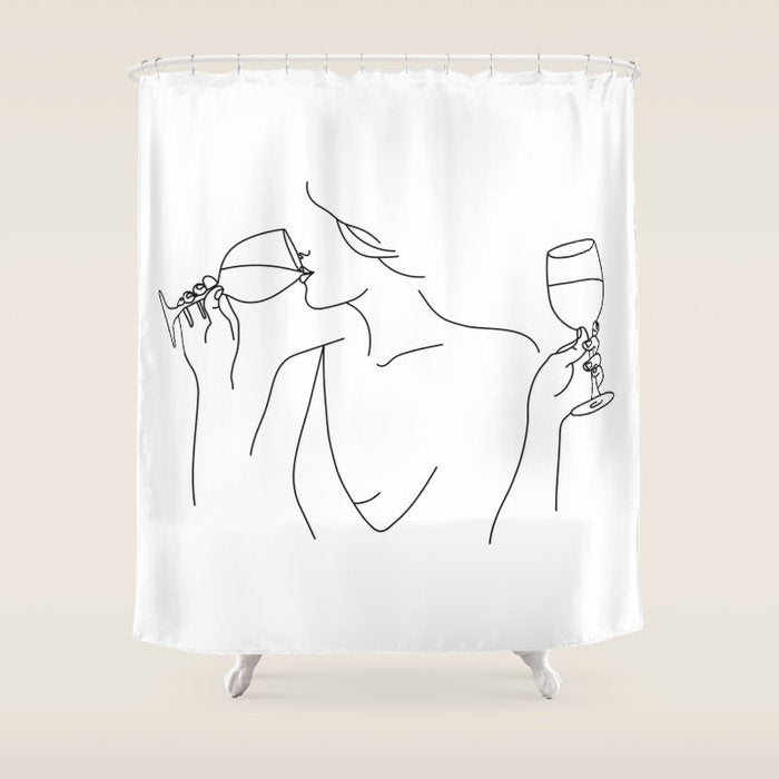 Double Fisting Wine Shower Curtain Gallery Image 1