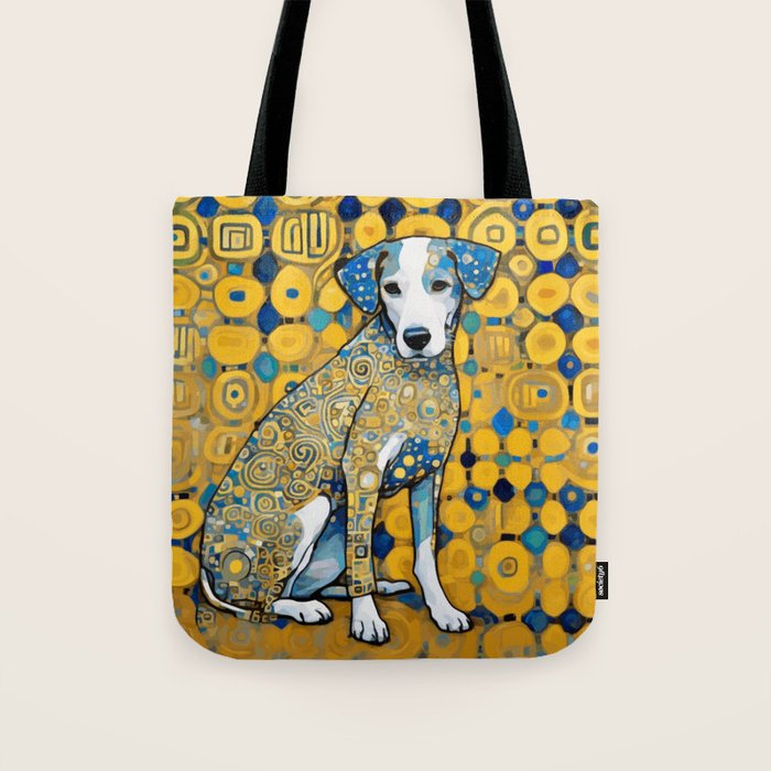 Beautiful Klimt Dog with Blue Ears Tote Bag Gallery Image 1