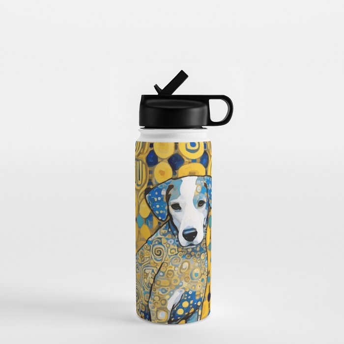 Beautiful Klimt Dog with Blue Ears Water Bottle Gallery Image 1