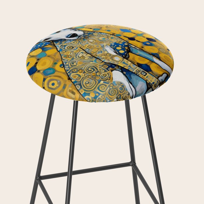 Beautiful Klimt Dog with Blue Ears Stool Gallery Image 2