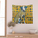 Beautiful Klimt Dog with Blue Ears Wall Tapestry Gallery Image 2