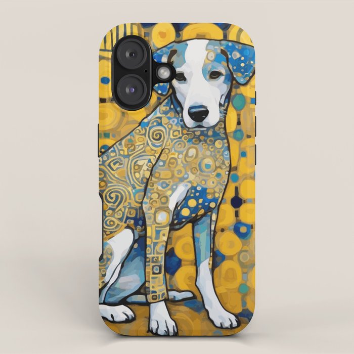 Beautiful Klimt Dog with Blue Ears iPhone Case Gallery Image 1
