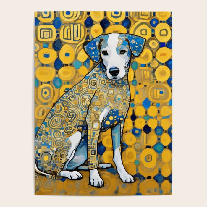 Beautiful Klimt Dog with Blue Ears Poster Gallery Image 1