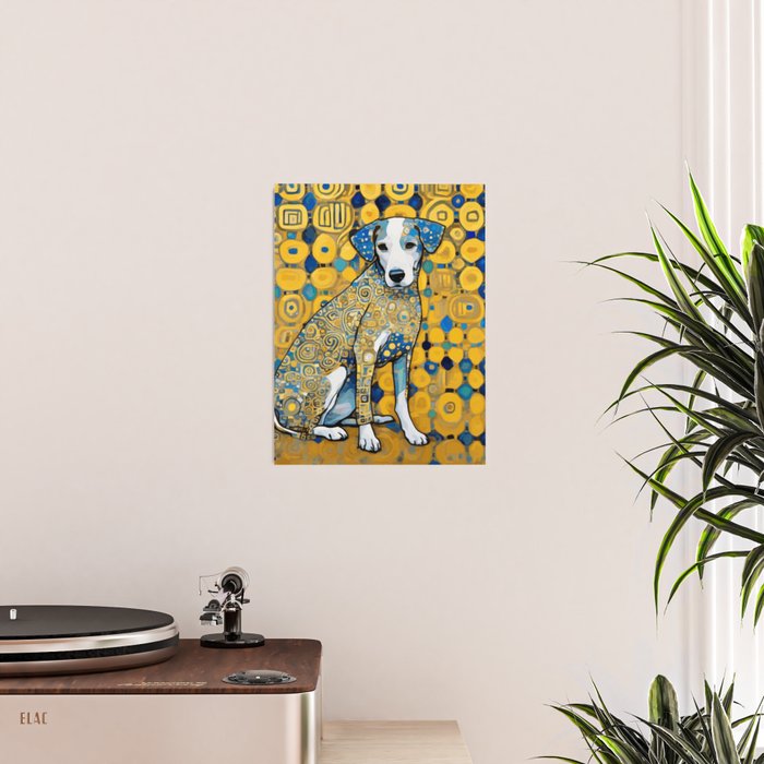 Beautiful Klimt Dog with Blue Ears Poster Gallery Image 2