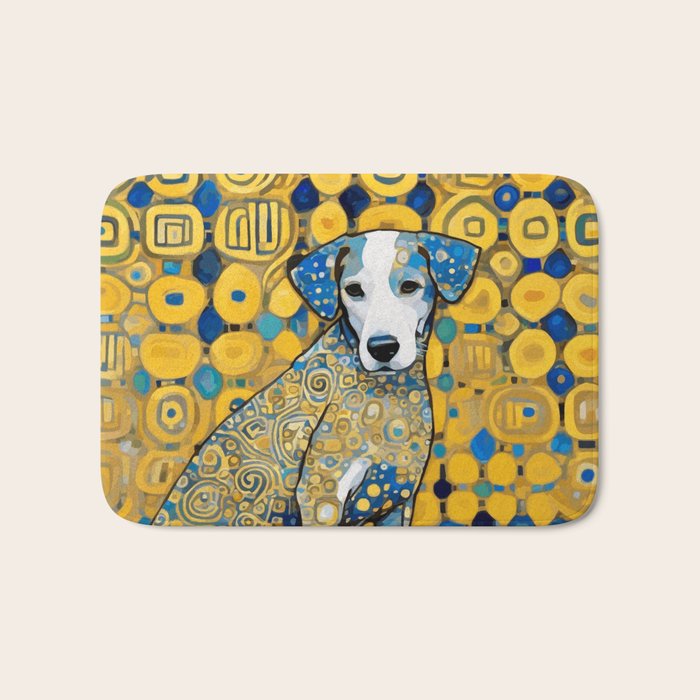 Beautiful Klimt Dog with Blue Ears Bath Mat Gallery Image 1