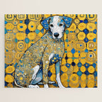 Beautiful Klimt Dog with Blue Ears Jigsaw Puzzle Gallery Image 1