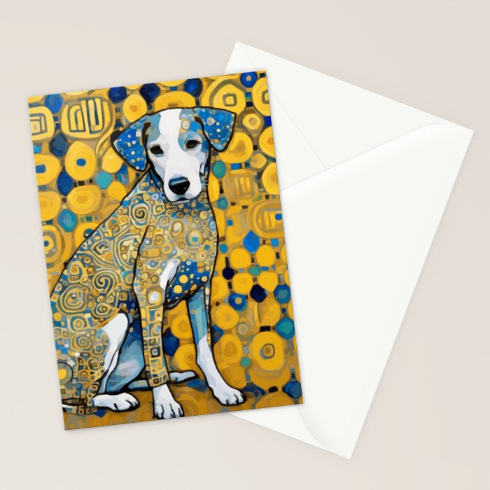 Beautiful Klimt Dog with Blue Ears Stationery Card Gallery Image 2