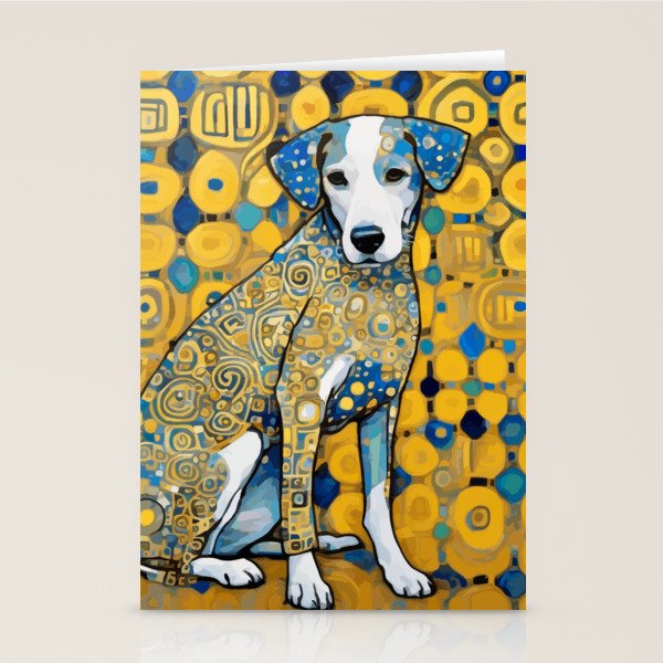 Beautiful Klimt Dog with Blue Ears Stationery Card Gallery Image 1