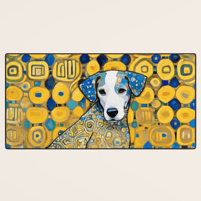 Beautiful Klimt Dog with Blue Ears Desk Mat Gallery Image 3