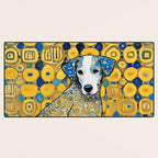 Beautiful Klimt Dog with Blue Ears Desk Mat Gallery Image 3