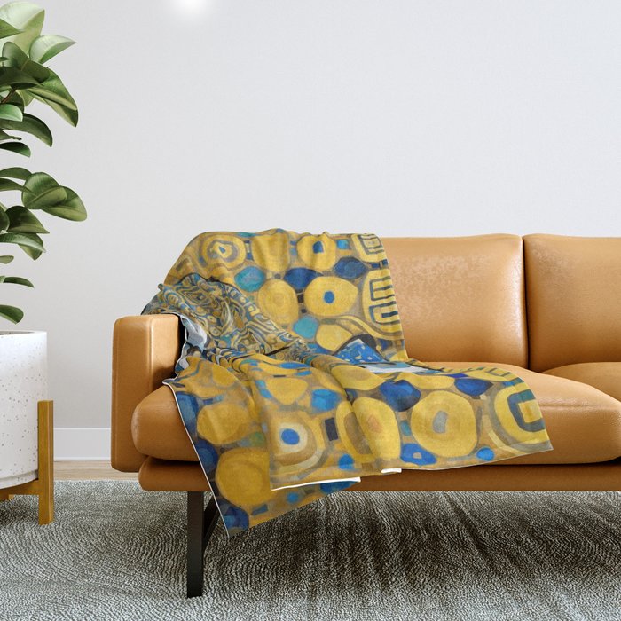Beautiful Klimt Dog with Blue Ears Throw Blanket Gallery Image 1