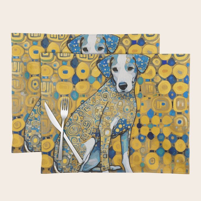 Beautiful Klimt Dog with Blue Ears Placemat Gallery Image 1