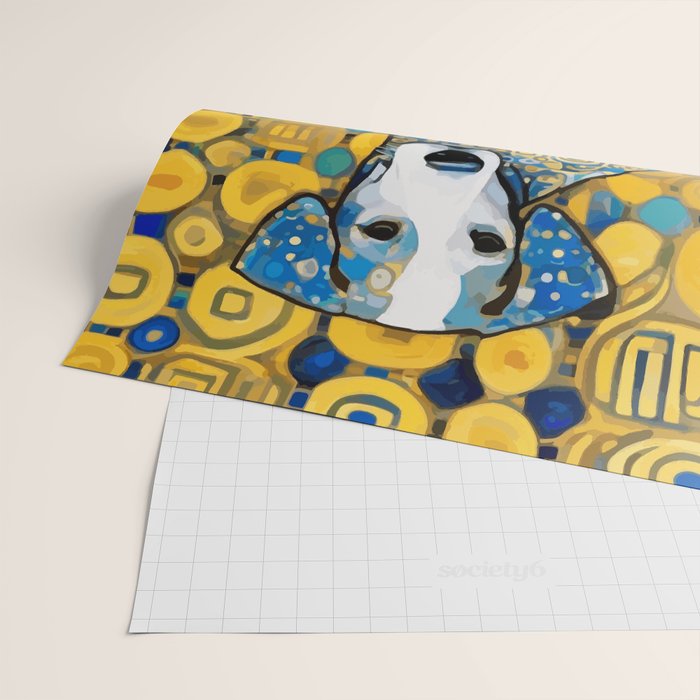 Beautiful Klimt Dog with Blue Ears Wrapping Paper Gallery Image 2