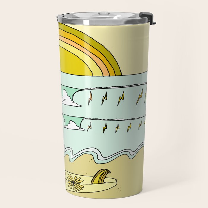 keep it simple // single fin // retro surf art by surfy birdy Travel Mug Gallery Image 2