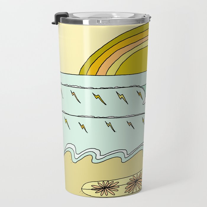 keep it simple // single fin // retro surf art by surfy birdy Travel Mug Gallery Image 3