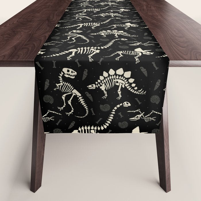 Dinosaur Fossils on Black Table Runner Gallery Image 1