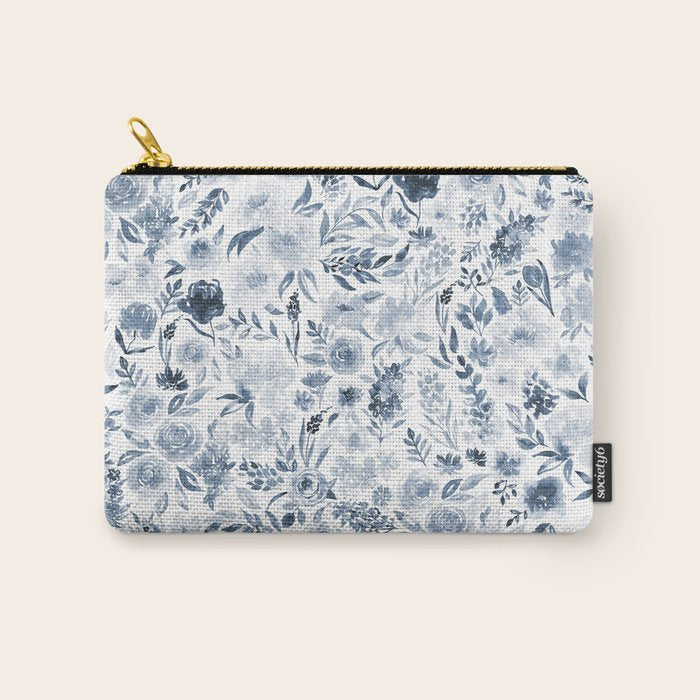 Watercolor florals in blue Carry All Pouch Gallery Image 1
