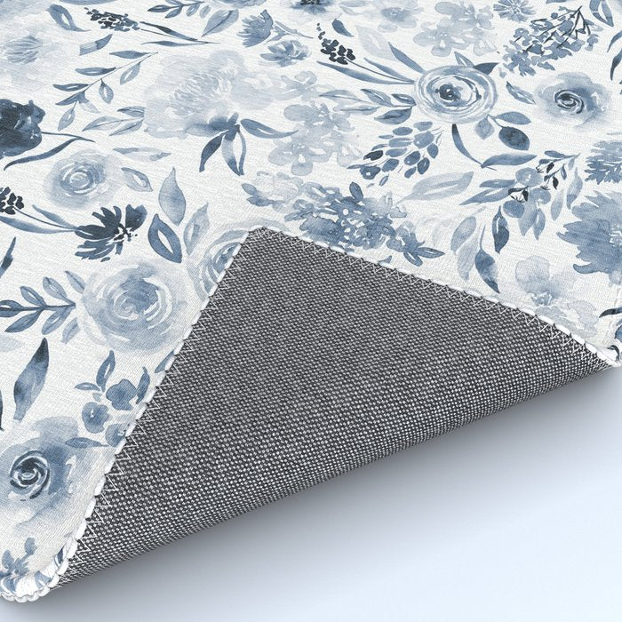 Watercolor florals in blue Rug Gallery Image 4