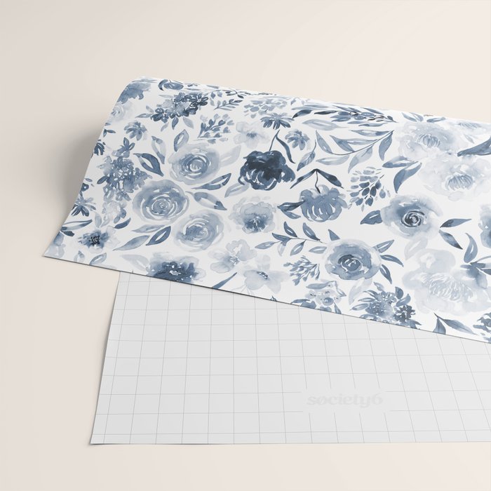 Watercolor florals in blue Wrapping Paper Gallery Image 2