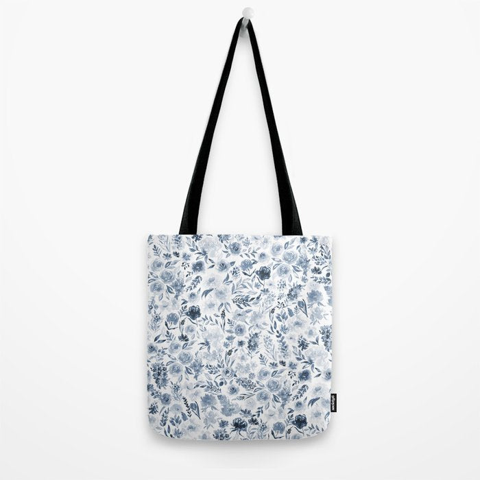 Watercolor florals in blue Tote Bag Gallery Image 2
