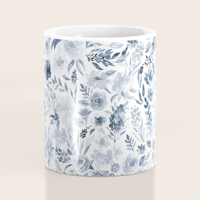 Watercolor florals in blue Coffee Mug Gallery Image 4