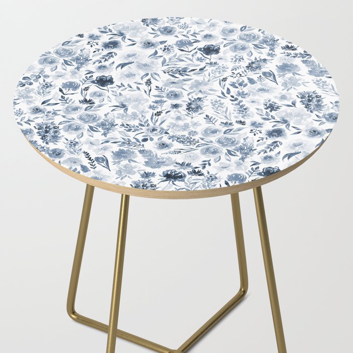 Watercolor florals in blue Side Table Gallery Image 2