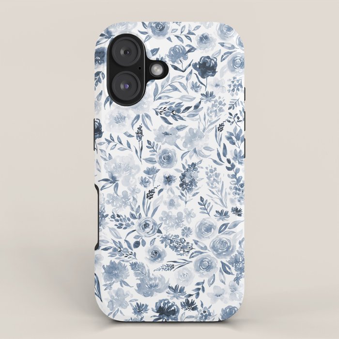 Watercolor florals in blue iPhone Case Gallery Image 1
