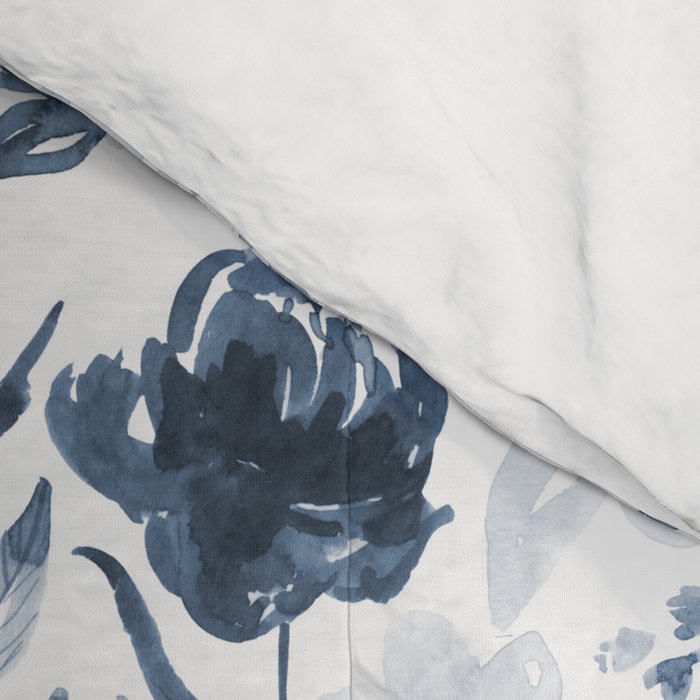 Watercolor florals in blue Comforter Gallery Image 4