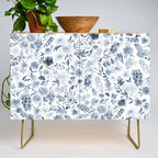 Watercolor florals in blue Credenza Gallery Image 1