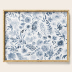 Watercolor florals in blue Serving Tray Gallery Image 1