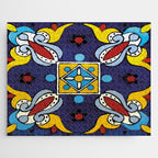 Abstract blue cruz mexican modern talavera tile wall Jigsaw Puzzle Gallery Image 1
