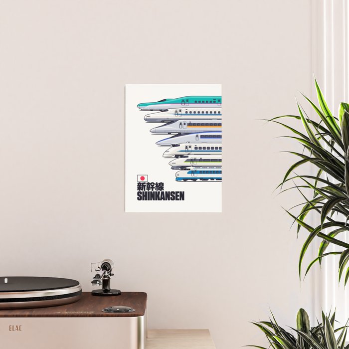 Shinkansen Bullet Train Evolution - White Poster Gallery Image 2