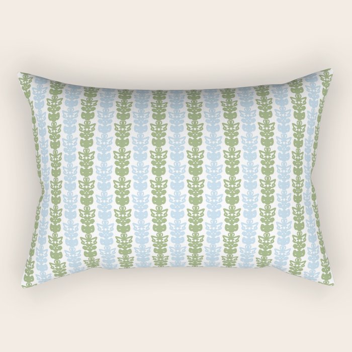 Country Cottage Petite Willoughby Stripe Pattern in Light Blue and Sage Green Rectangular Pillow Gallery Image 1