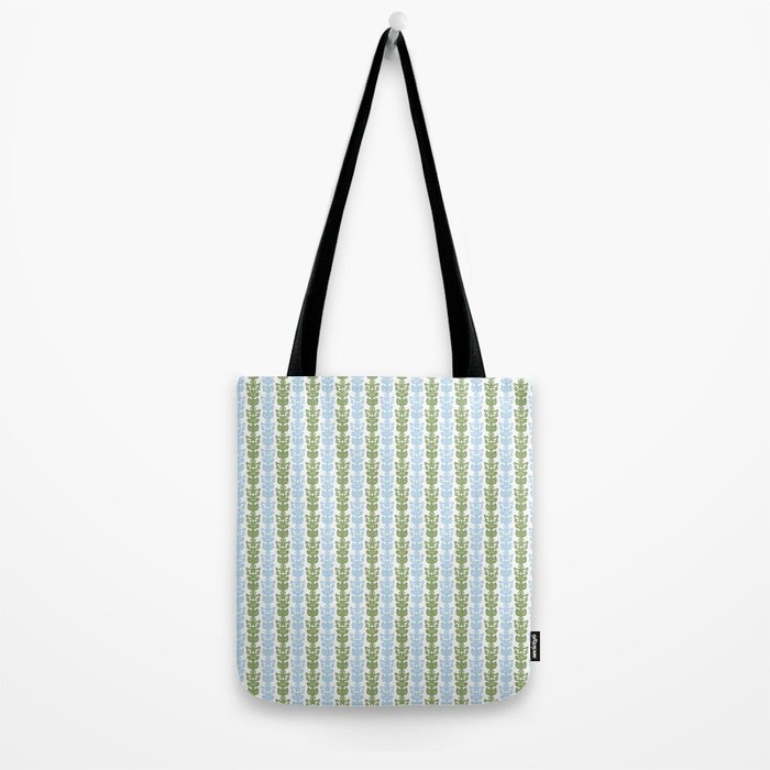 Country Cottage Petite Willoughby Stripe Pattern in Light Blue and Sage Green Tote Bag Gallery Image 2